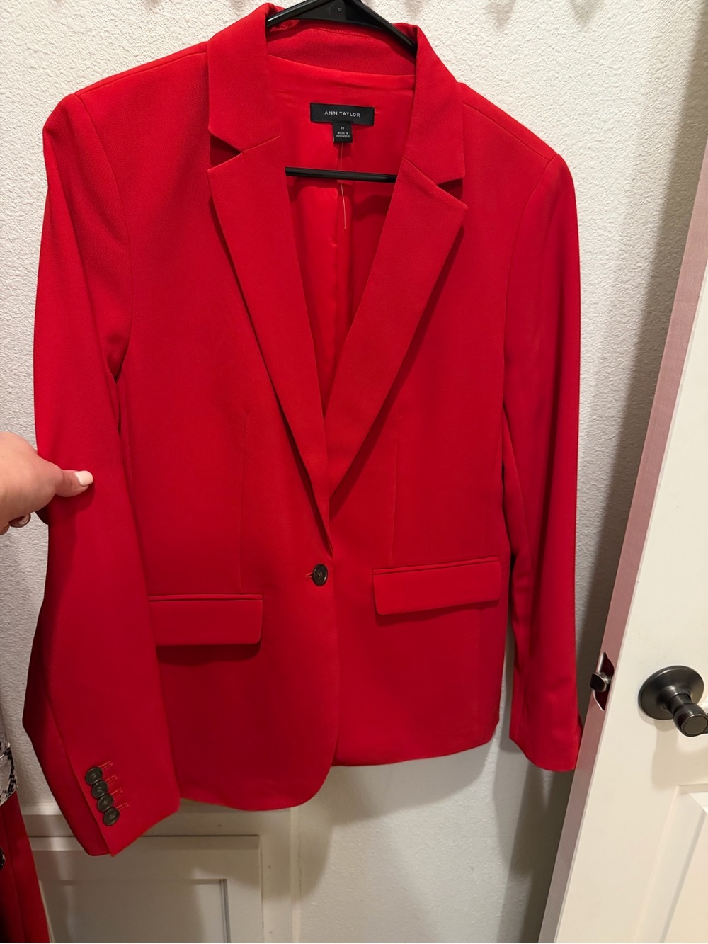 Ann Taylor Bright Red Single-Button Blazer